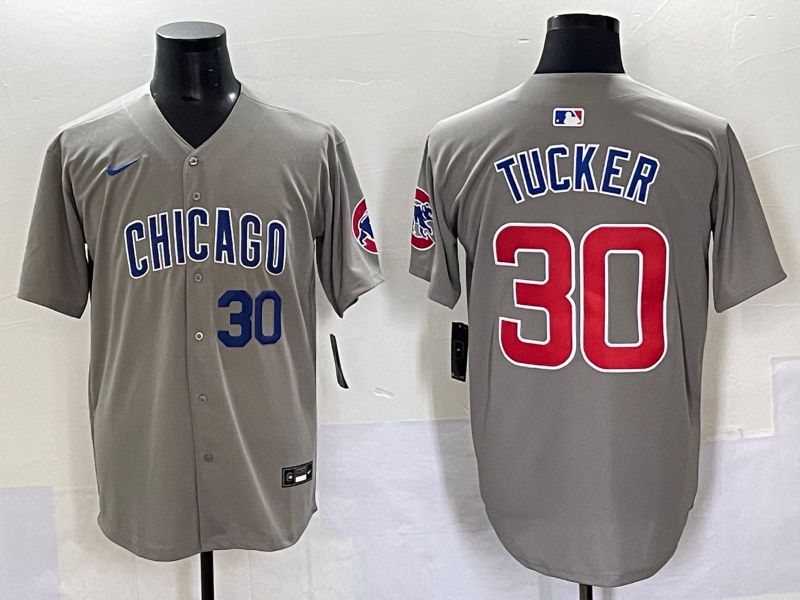 Men 2025 Chicago Cubs #30 Tucker Grey Game Nike MLB Jersey style 7034
